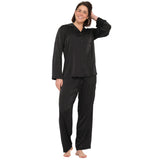 Black Lux Satin Long Sleeve Pyjama Set