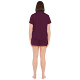Plum Lux Satin Shortie Pyjama Set