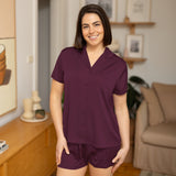 Plum Lux Satin Shortie Pyjama Set