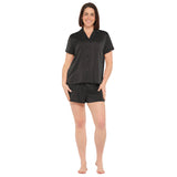 Black Lux Satin Shortie Pyjama Set