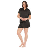 Black Lux Satin Shortie Pyjama Set