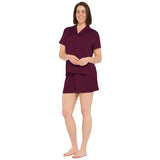 Plum Lux Satin Shortie Pyjama Set