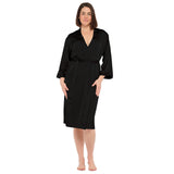Black Lux Satin Midi Robe