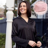 Black Lux Satin Long Sleeve Pyjama Set