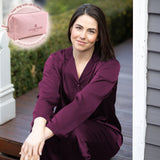 Plum Lux Satin Long Sleeve Pyjama Set