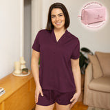Plum Lux Satin Shortie Pyjama Set