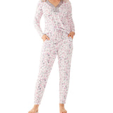Women's Winter Moisture-wicking Sleepwear | Jasmine Viscose Elastane Henley Tee & Tapered Pant Set | Magnolia Lounge Australia