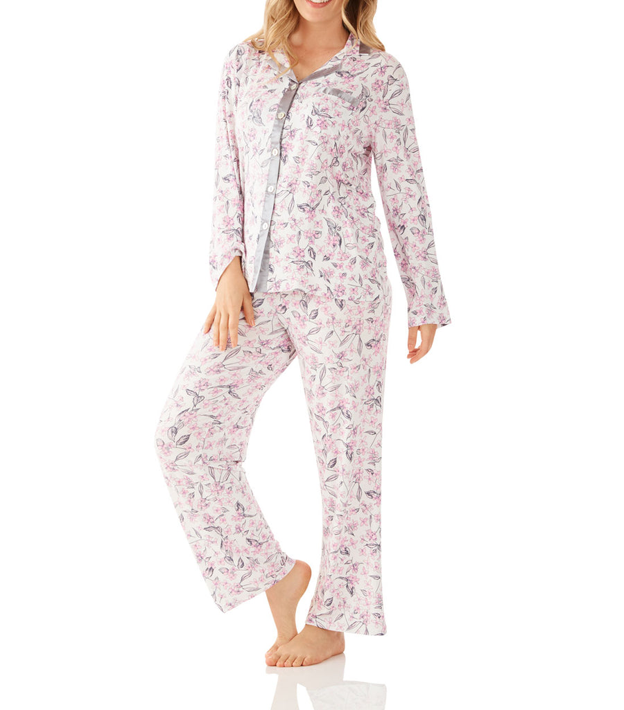 Jasmine Floral Viscose Elastane Classic Pyjama Set Best Moisture