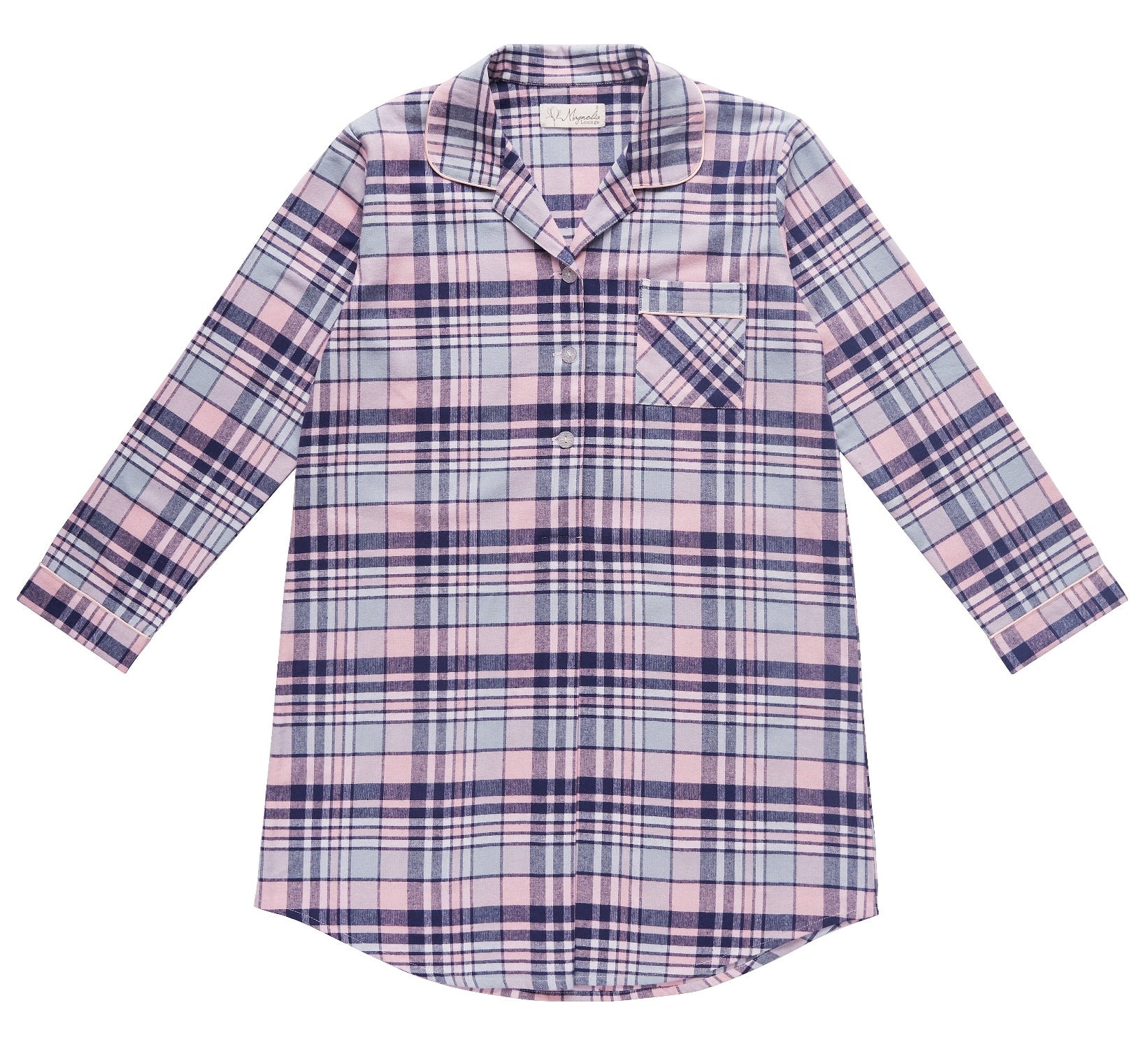 Women’s winter nightie Australia | Isabella Check Flannelette Cotton Nightie | Magnolia Lounge Australia