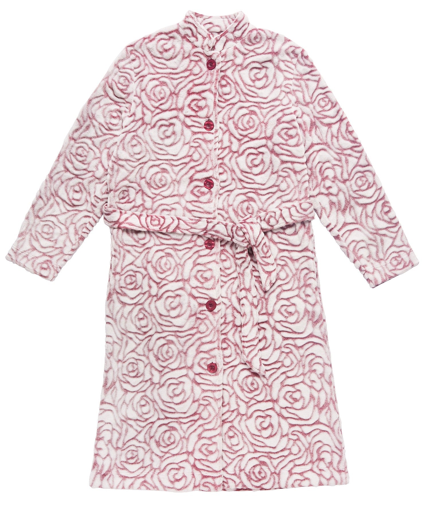 Women’s winter dressing gown | Raspberry Button Up Fleece Dressing Gown | Magnolia Lounge Australia