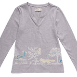 Women's winter pyjama top | Pure Soft Cotton Long Sleeve Henley Pyjama Top - Into The Woods | Magnolia Lounge Australia