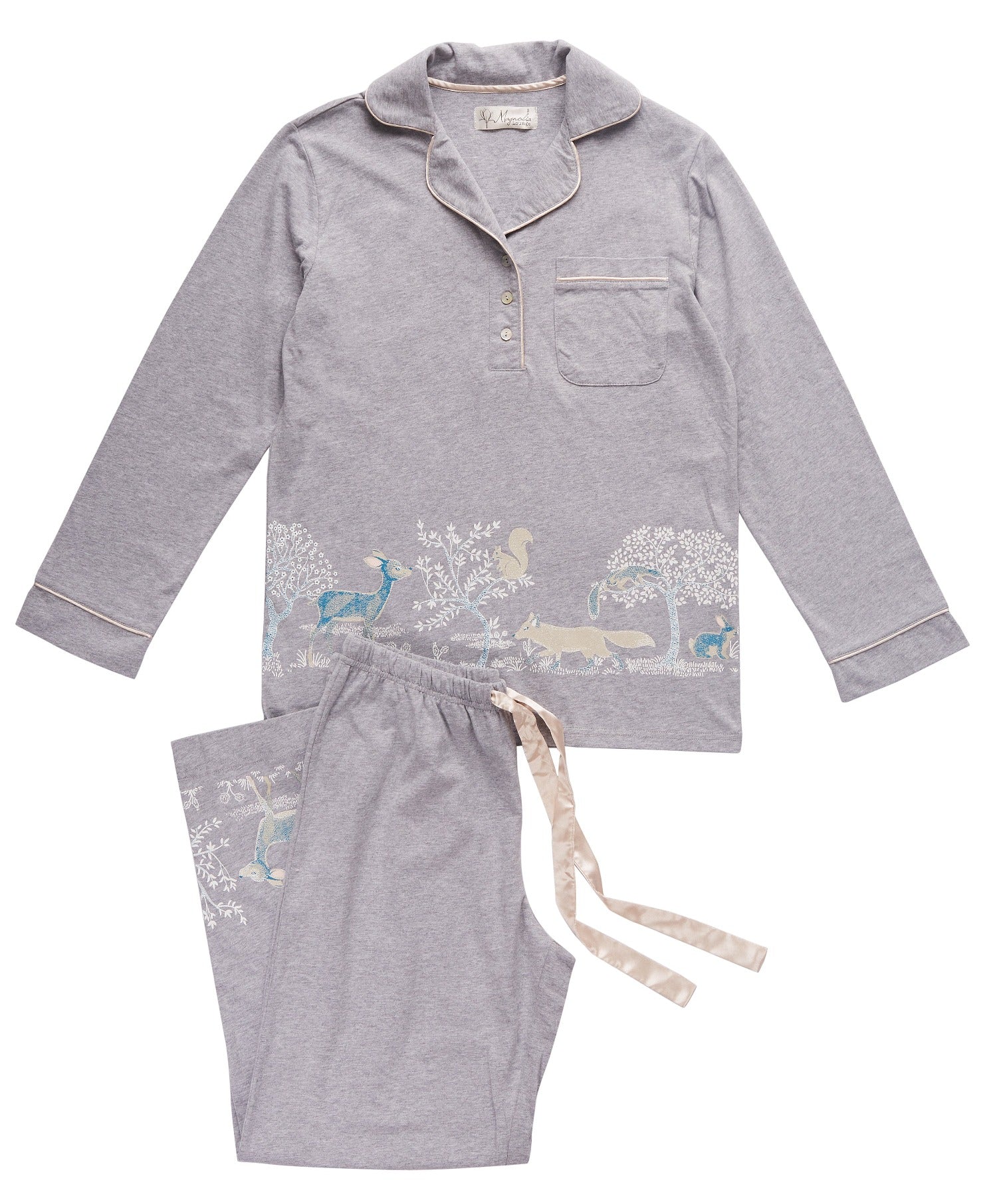 Womens winter pyjama set| Pure Soft Cotton Knit Pyjama Set - Into The Woods | Magnolia Lounge Australia