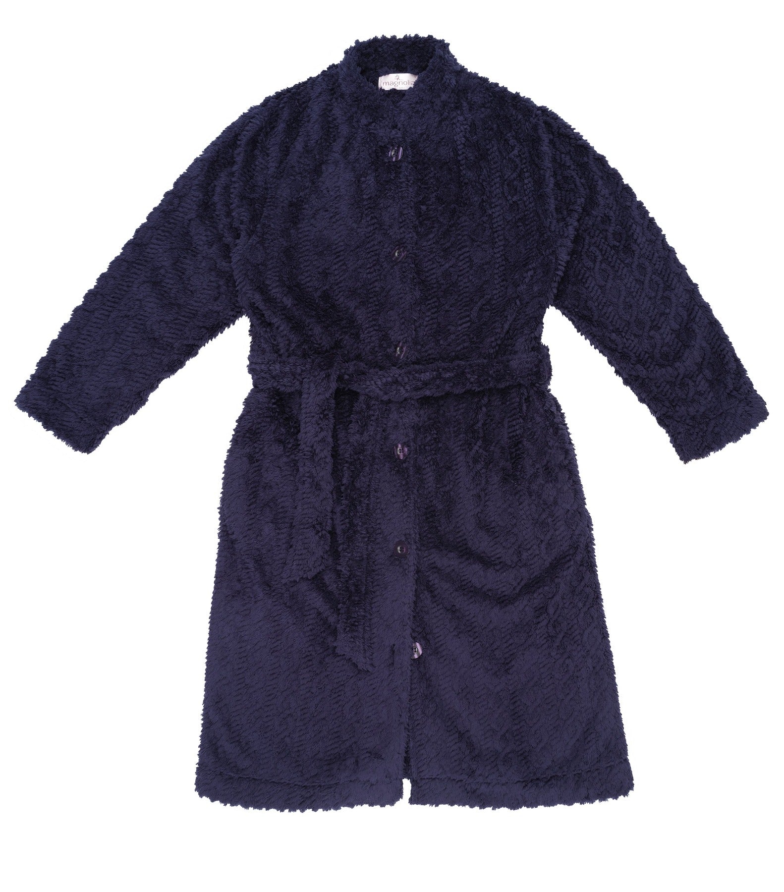 Navy Button Up Fleece Dressing Gown | Womens winter dressing gowns | Magnolia Lounge Australia