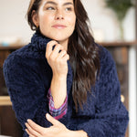Navy Shawl Collar Fleece Dressing Gown | Womens Winter Dressing Gown | Magnolia Lounge Australia
