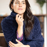 Navy Shawl Collar Fleece Dressing Gown | Womens Winter Dressing Gown | Magnolia Lounge Australia