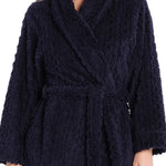 Navy Shawl Collar Fleece Dressing Gown | Womens Winter Dressing Gown | Magnolia Lounge Australia