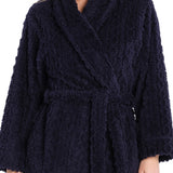 Navy Shawl Collar Fleece Dressing Gown | Womens Winter Dressing Gown | Magnolia Lounge Australia