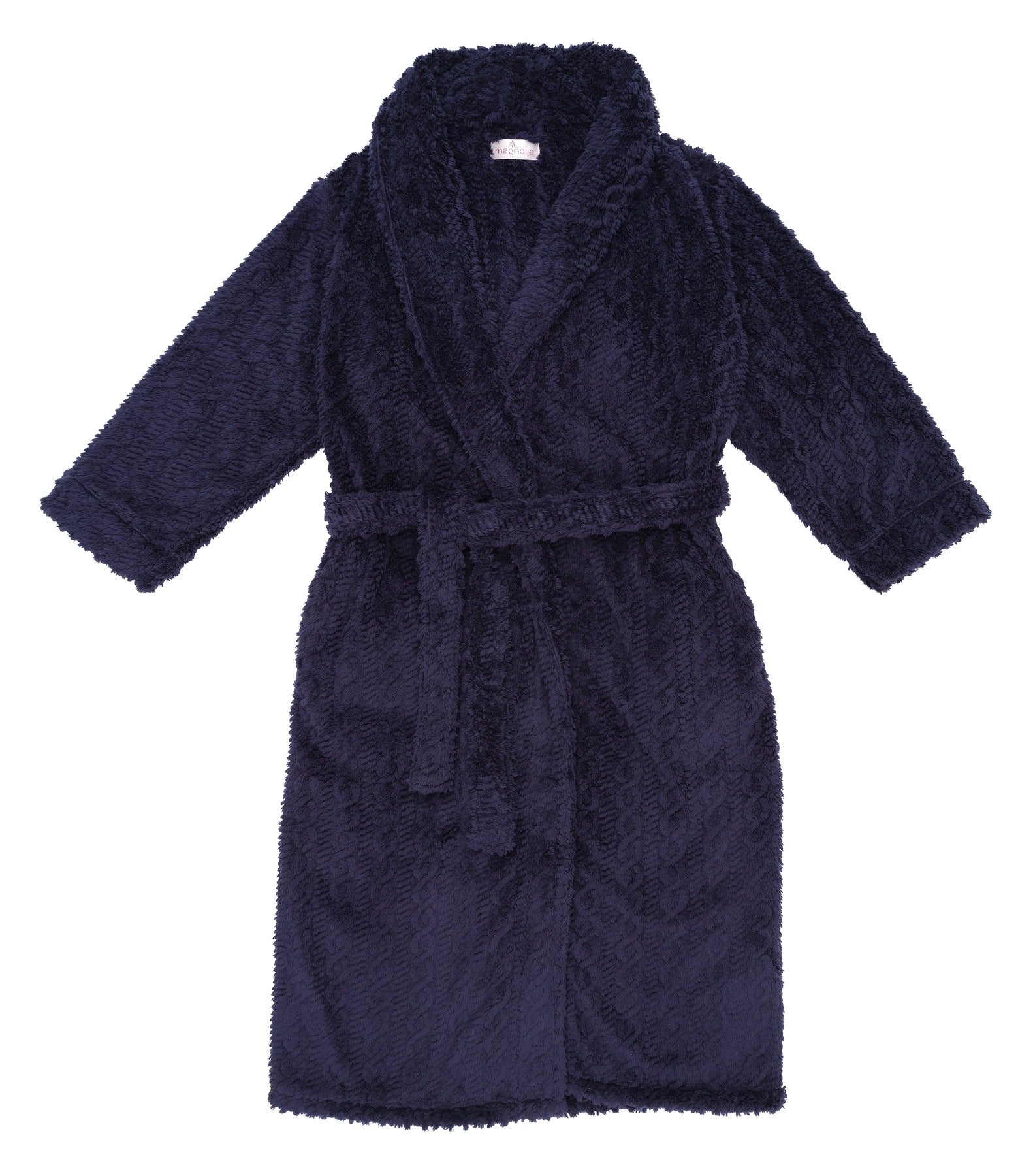 Navy Shawl Collar Fleece Dressing Gown | Womens Winter Dressing Gown | Magnolia Lounge Australia
