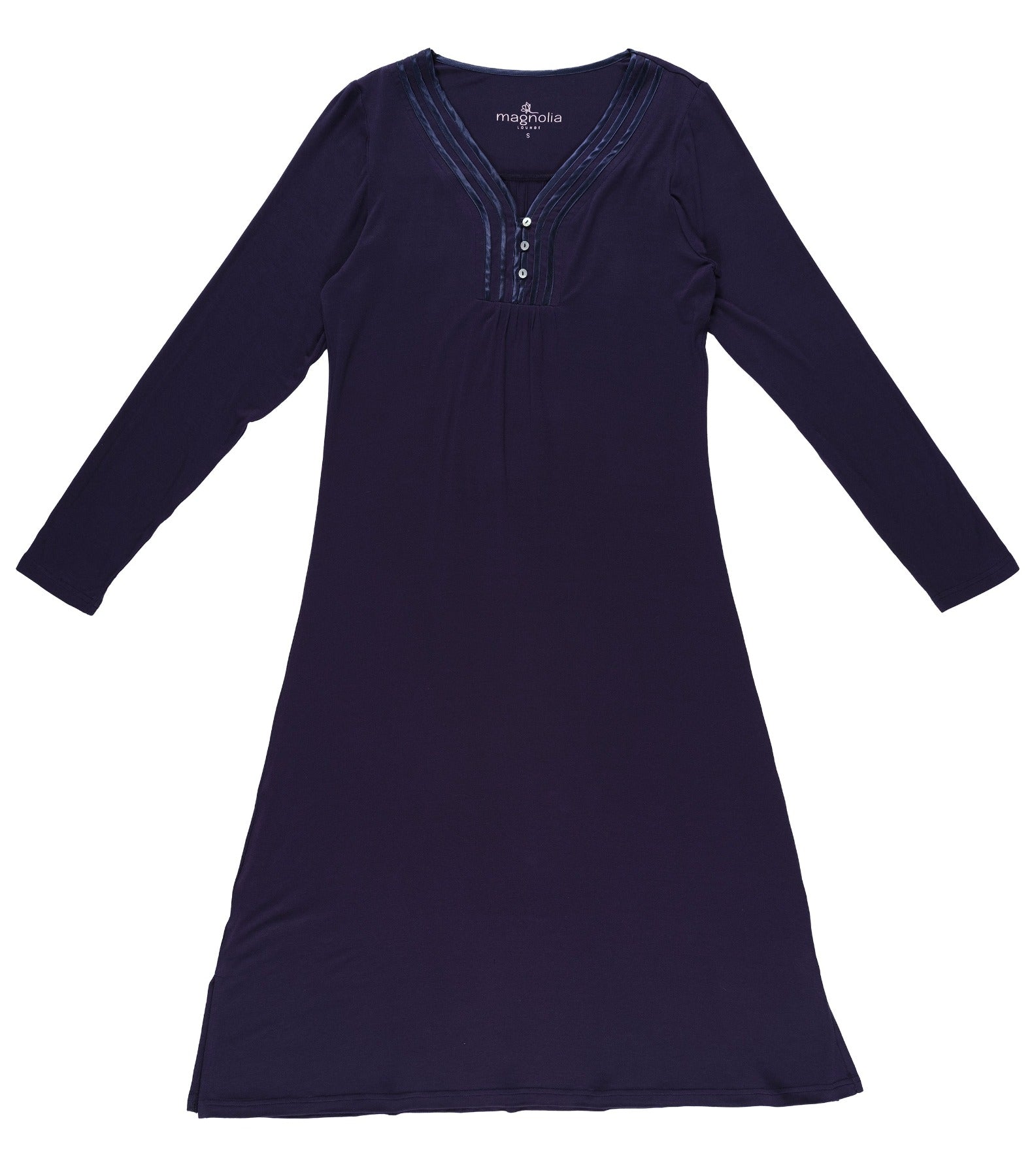 Night Sky Bamboo Elastane Henley Nightie | womens winter nightie | Magnolia Lounge Australia