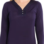 Night Sky Bamboo Elastane Henley Nightie | womens winter nightie | Magnolia Lounge Australia
