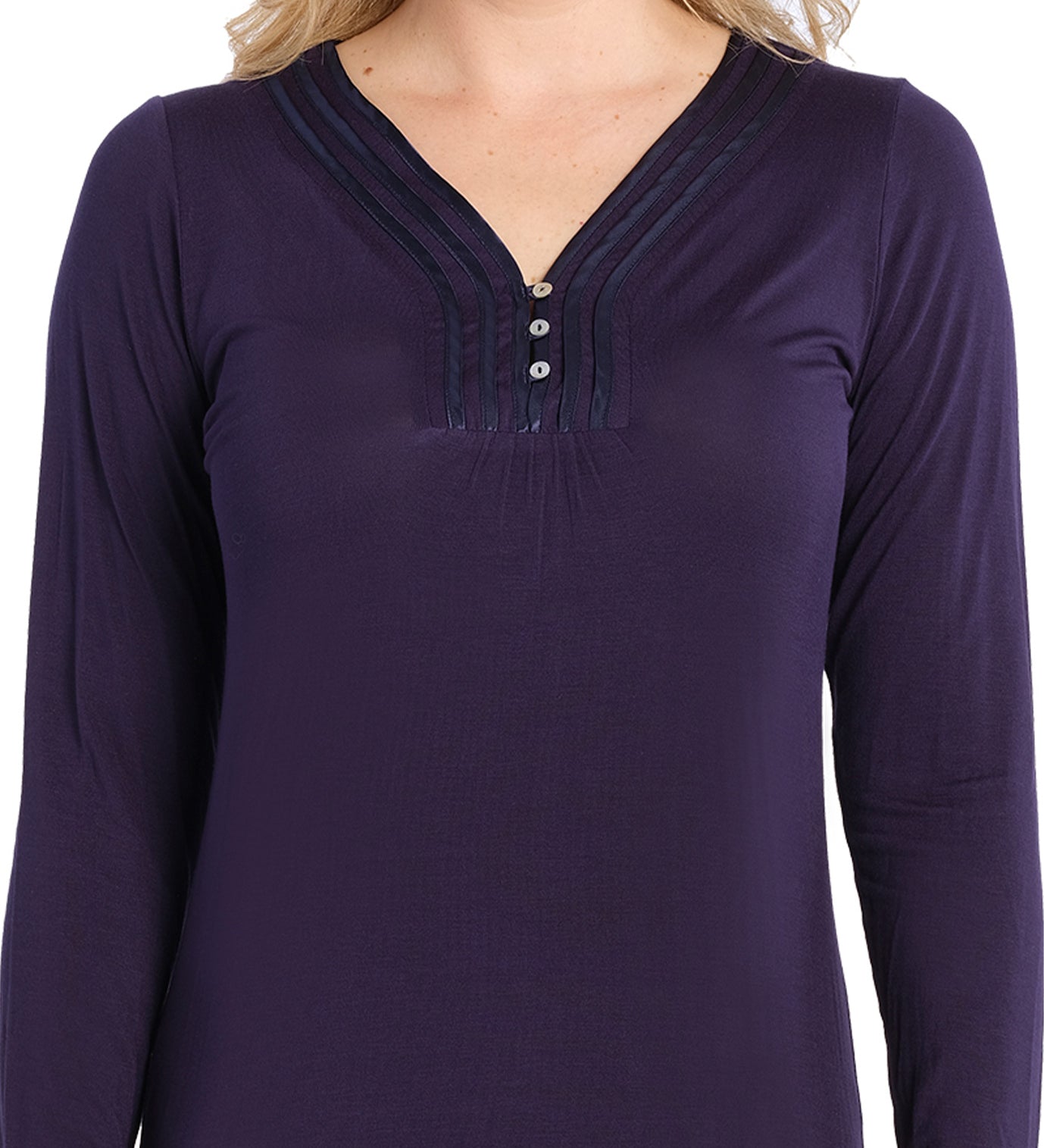Night Sky Bamboo Elastane Henley Nightie | womens winter nightie | Magnolia Lounge Australia