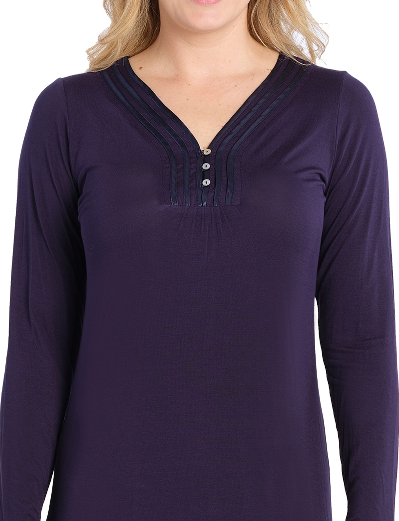 Night Sky Bamboo Elastane Henley Nightie | womens winter nightie | Magnolia Lounge Australia