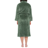 Olive Shawl Collar Lux Jacquard Fleece Dressing Gown