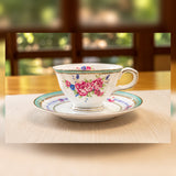 Fine Bone China Rose Teacup & Saucer Set of 4