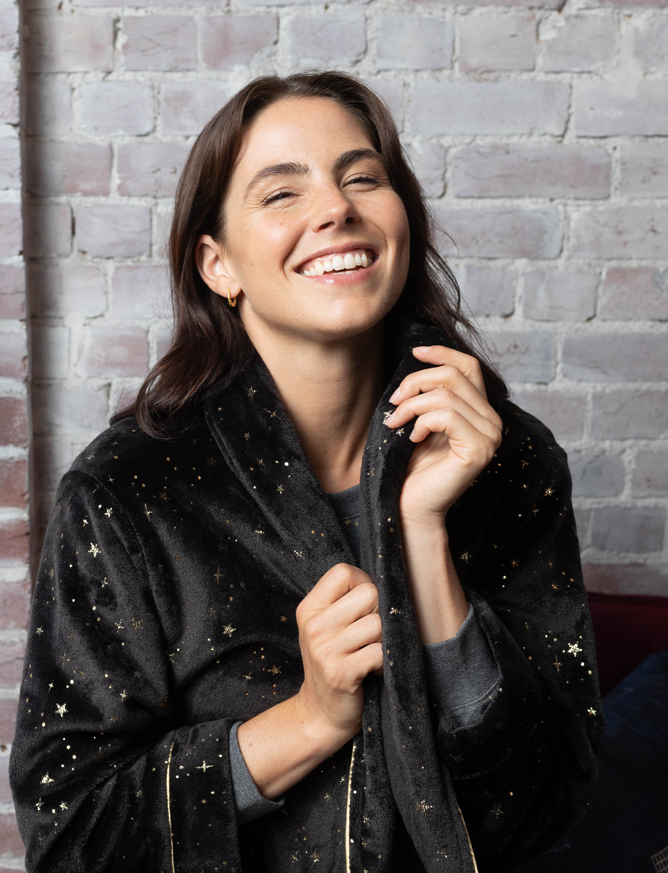 Starry Night Shawl Collar Fleece Dressing Gown | womens Winter Dressing gowns | Magnolia Lounge Australia