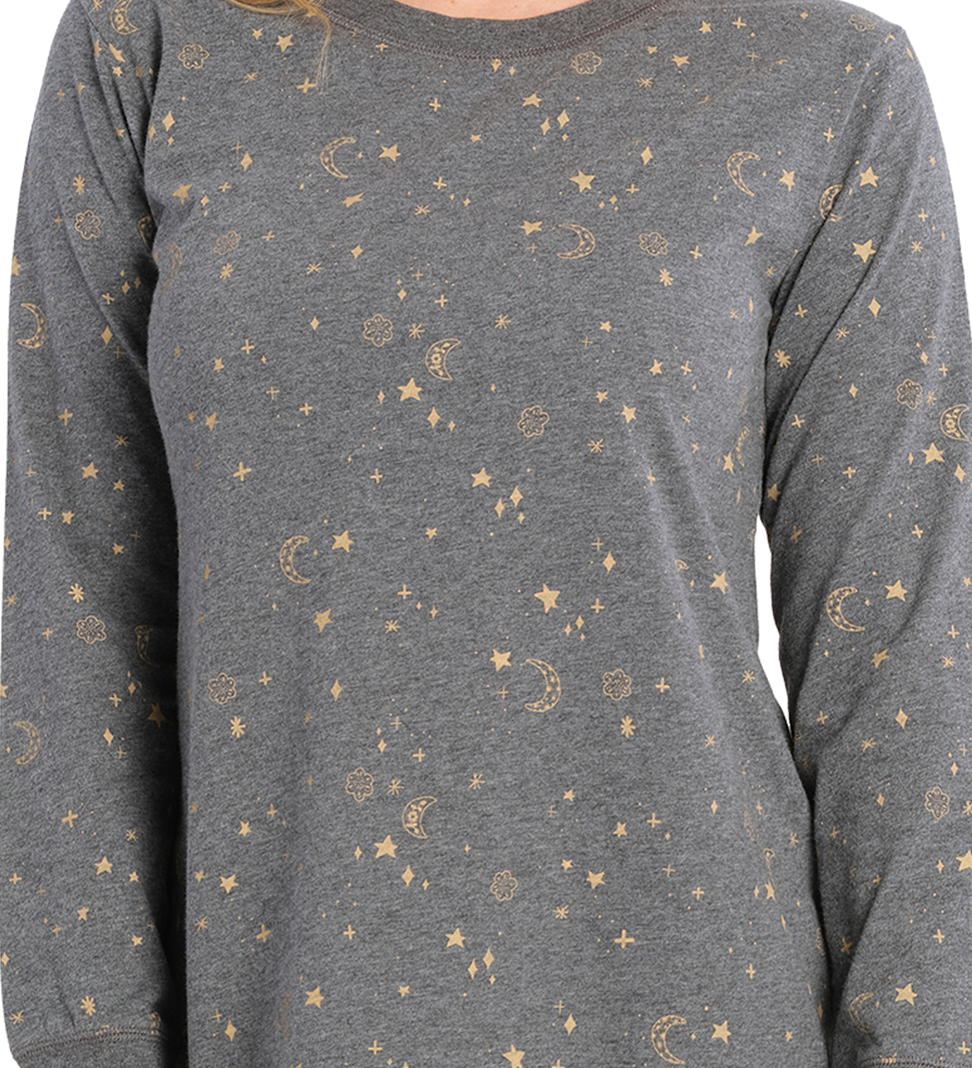 Starry Night Cotton Jersey Long Sleeve Nightie | Shop Womens Winter Nighties Australia | Magnolia Lounge Australia