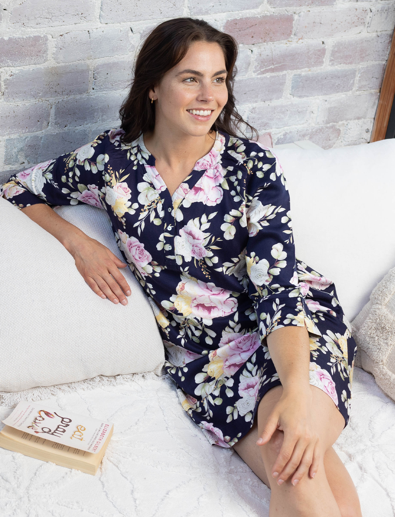 Twilight Floral Cotton Viscose Nightdress | Winter Nighties | Magnolia Lounge Australia