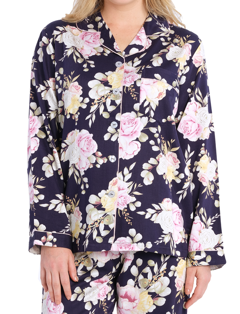 Twilight Floral Cotton Viscose Pyjama Set | Women's Winter Pyjamas | Magnolia Lounge Australia