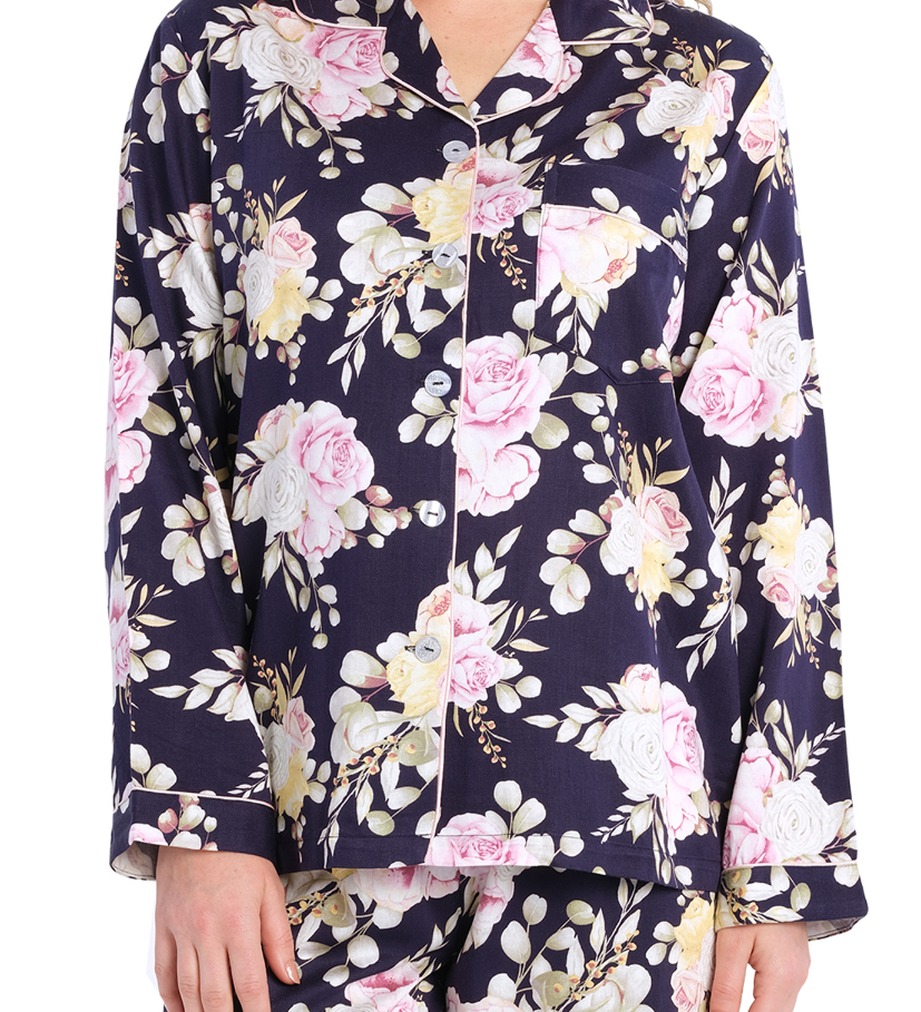 Twilight Floral Cotton Viscose Pyjama Set | Women's Winter Pyjamas | Magnolia Lounge Australia