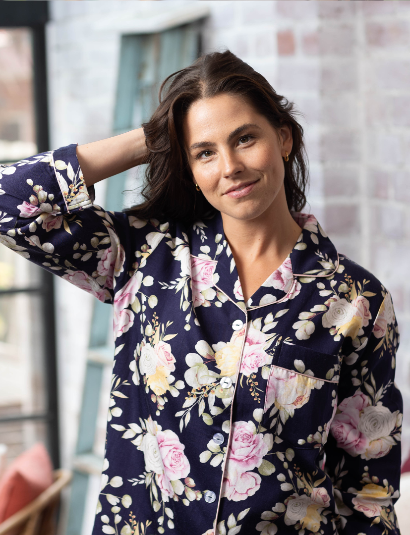 Twilight Floral Cotton Viscose Pyjama Set | Women's Winter Pyjamas | Magnolia Lounge Australia