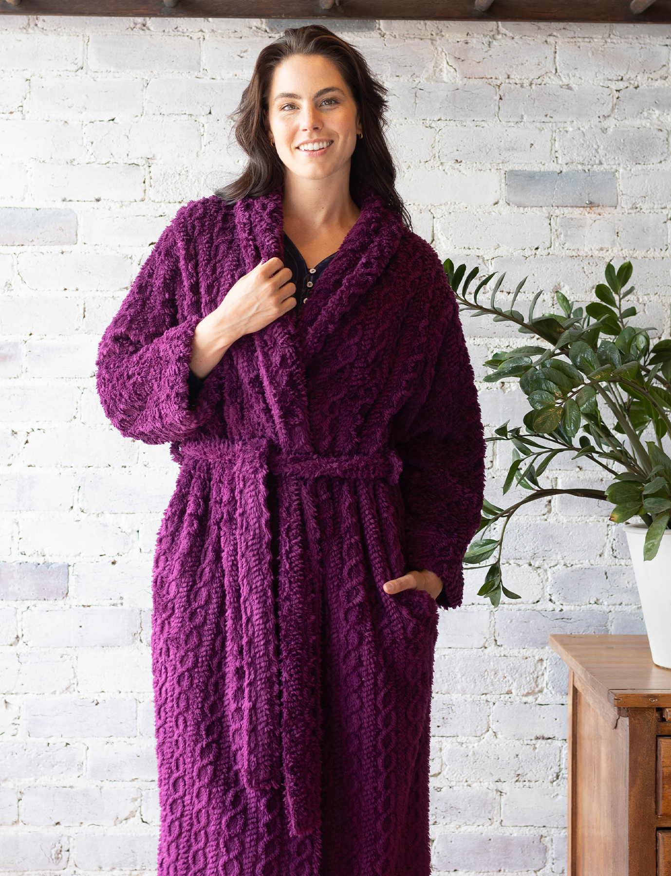 Wine Womens Long Lux Sherpa Fleece Dressing Gown | Winter Dressing Gown Australia Magnolia Lounge Wine Womens Long Lux Sherpa Fleece Dressing Gown | Winter Dressing Gown Australia Magnolia Lounge
