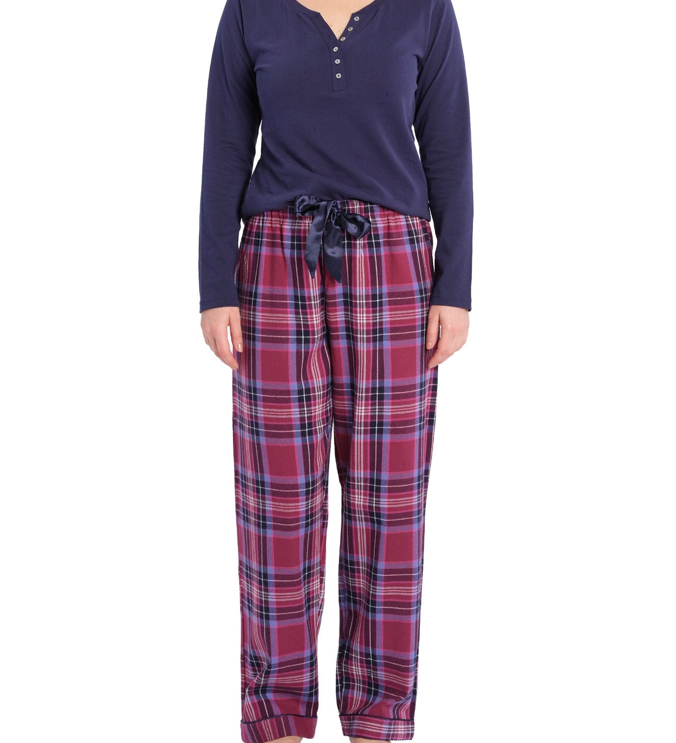 Dusk Check Flannelette Cotton Pyjama Pants | womens winter pyjama pants | Magnolia Lounge Australia