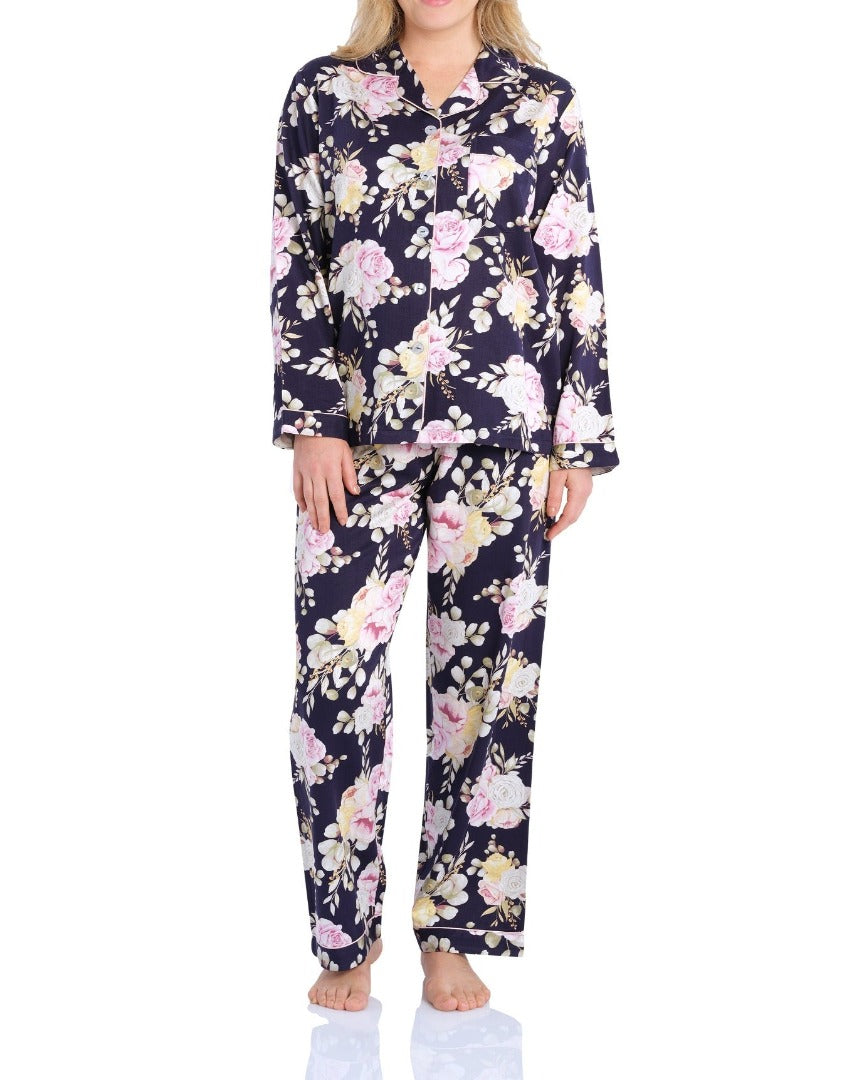 Twilight Floral Cotton Viscose Pyjama Set | Women's Winter Pyjamas | Magnolia Lounge Australia