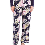 Navy Henley Tee and Twilight Floral Viscose Cotton Pant Pyjama Set | Women's winter PJ Sets | magnolia Lounge Australia
