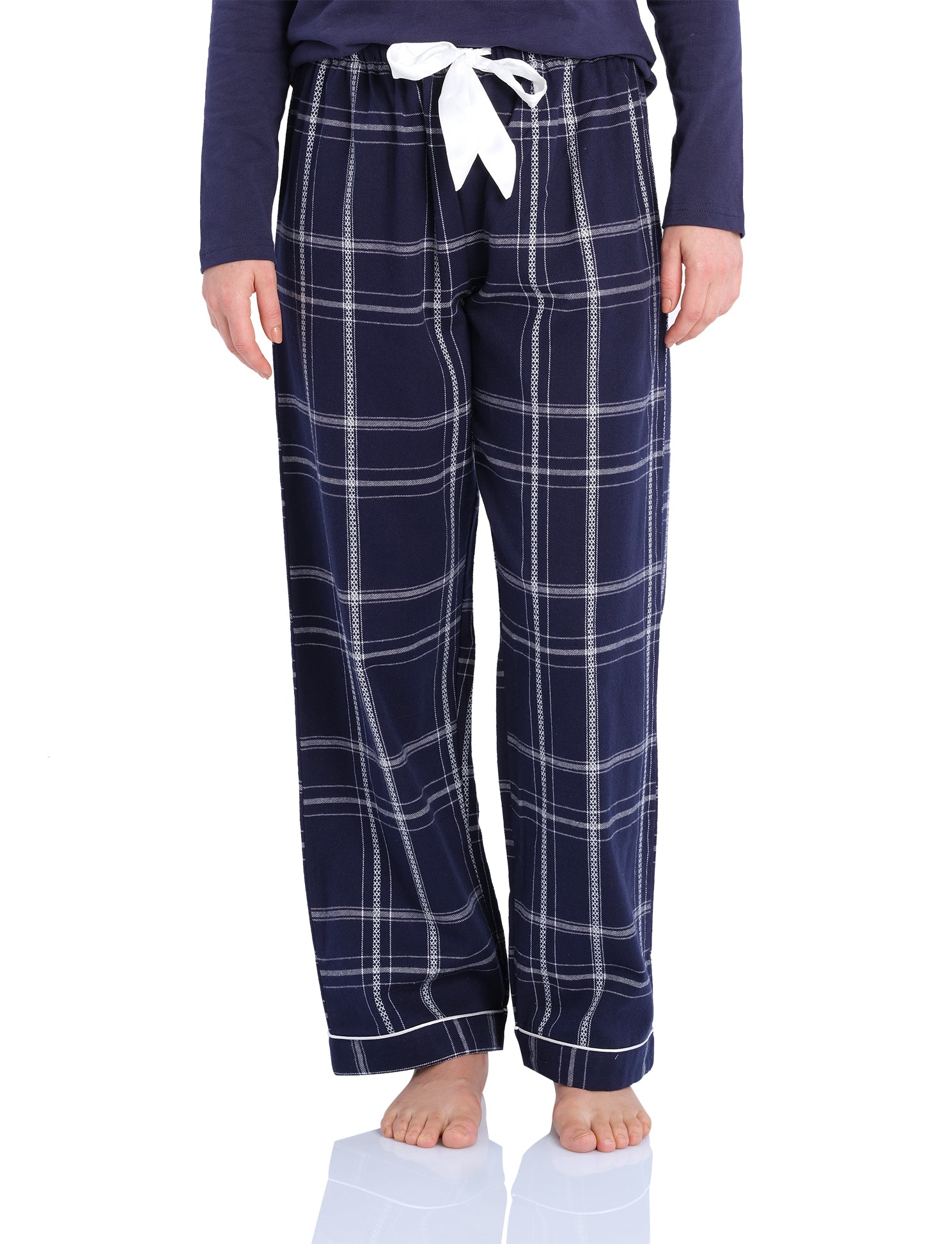 Navy Henley Top & Evening Check Flannelette Pants Pyjama Set | womens winter pyjamas | Magnolia Lounge Australia