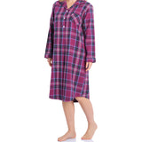 Dusk Check Flannelette Cotton Midi Nightshirt