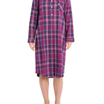 Dusk Check Flannelette Cotton Midi Nightshirt | Women's Winter Nightie | Magnolia Lounge Australia