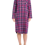 Dusk Check Flannelette Cotton Midi Nightshirt | Women's Winter Nightie | Magnolia Lounge Australia