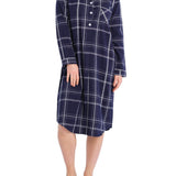 Evening Check Flannelette Cotton Midi Nightshirt | womens winter nightshirt | Magnolia Lounge Australia