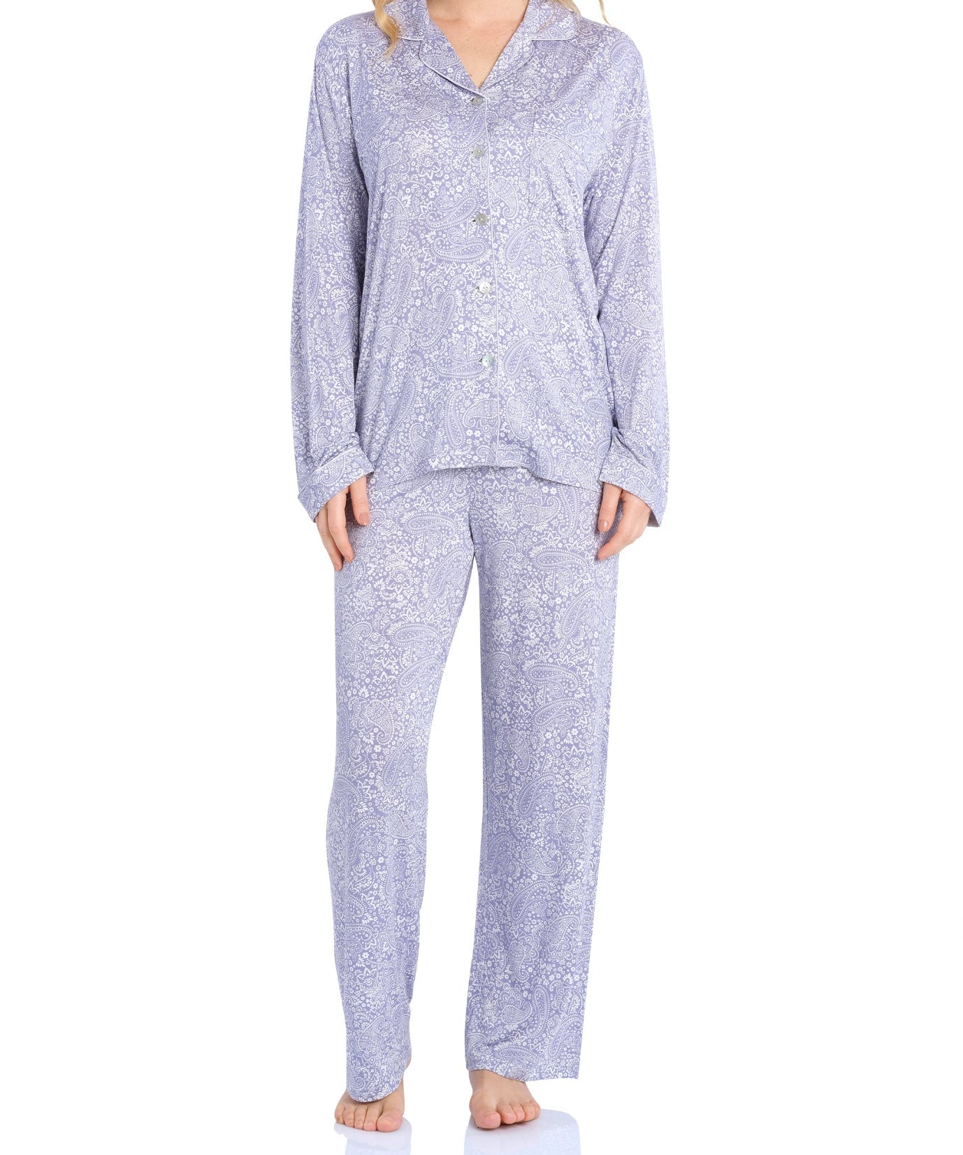 Dawn Paisley Bamboo Elastane Pyjama Set | Women's Winter Pyjamas |Magnolia Lounge Australia