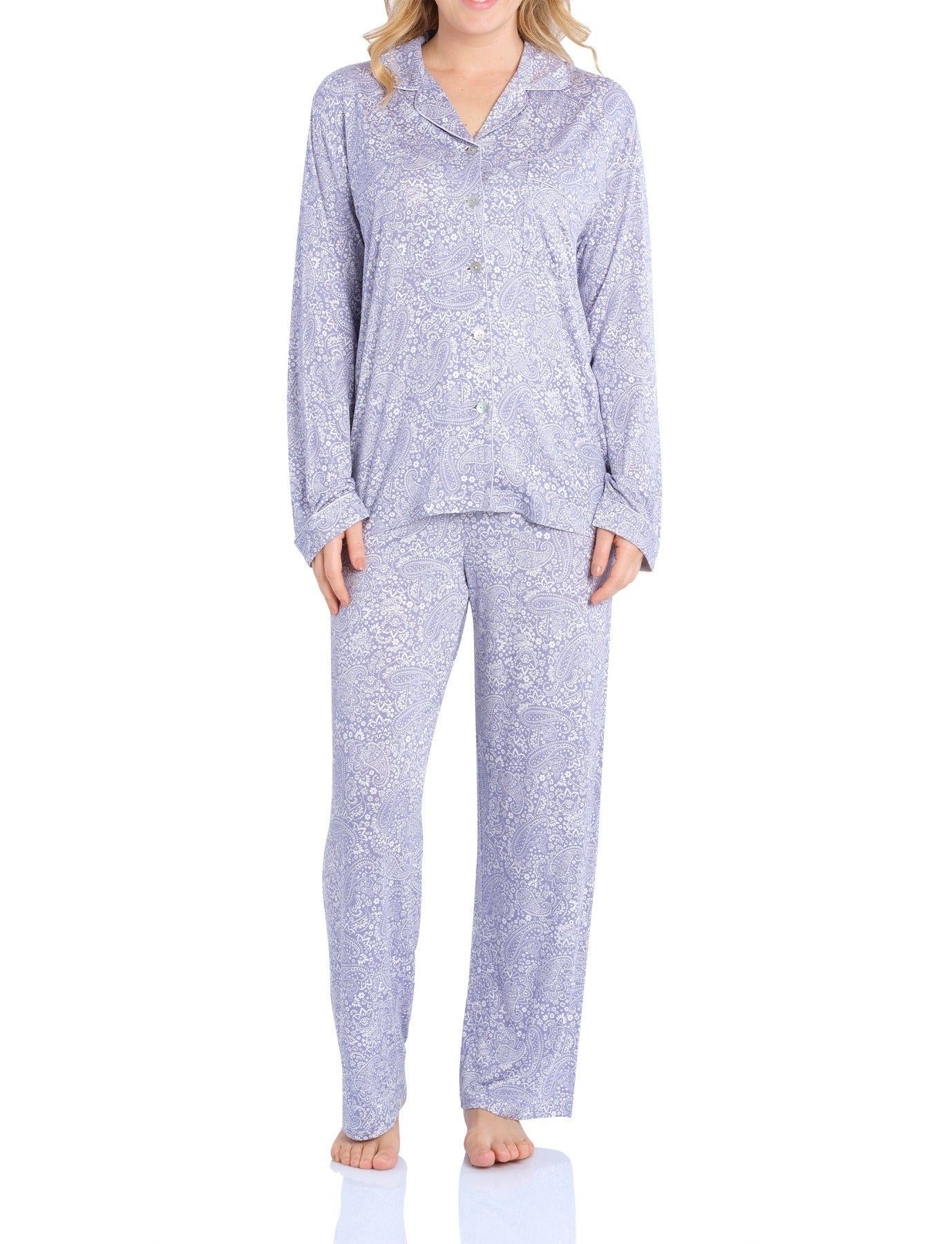 Dawn Paisley Bamboo Elastane Pyjama Set | Women's Winter Pyjamas |Magnolia Lounge Australia