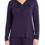 Night Sky Bamboo Elastane Henley Tee | Womens winter pyjama tops | Magnolia Lounge Australia