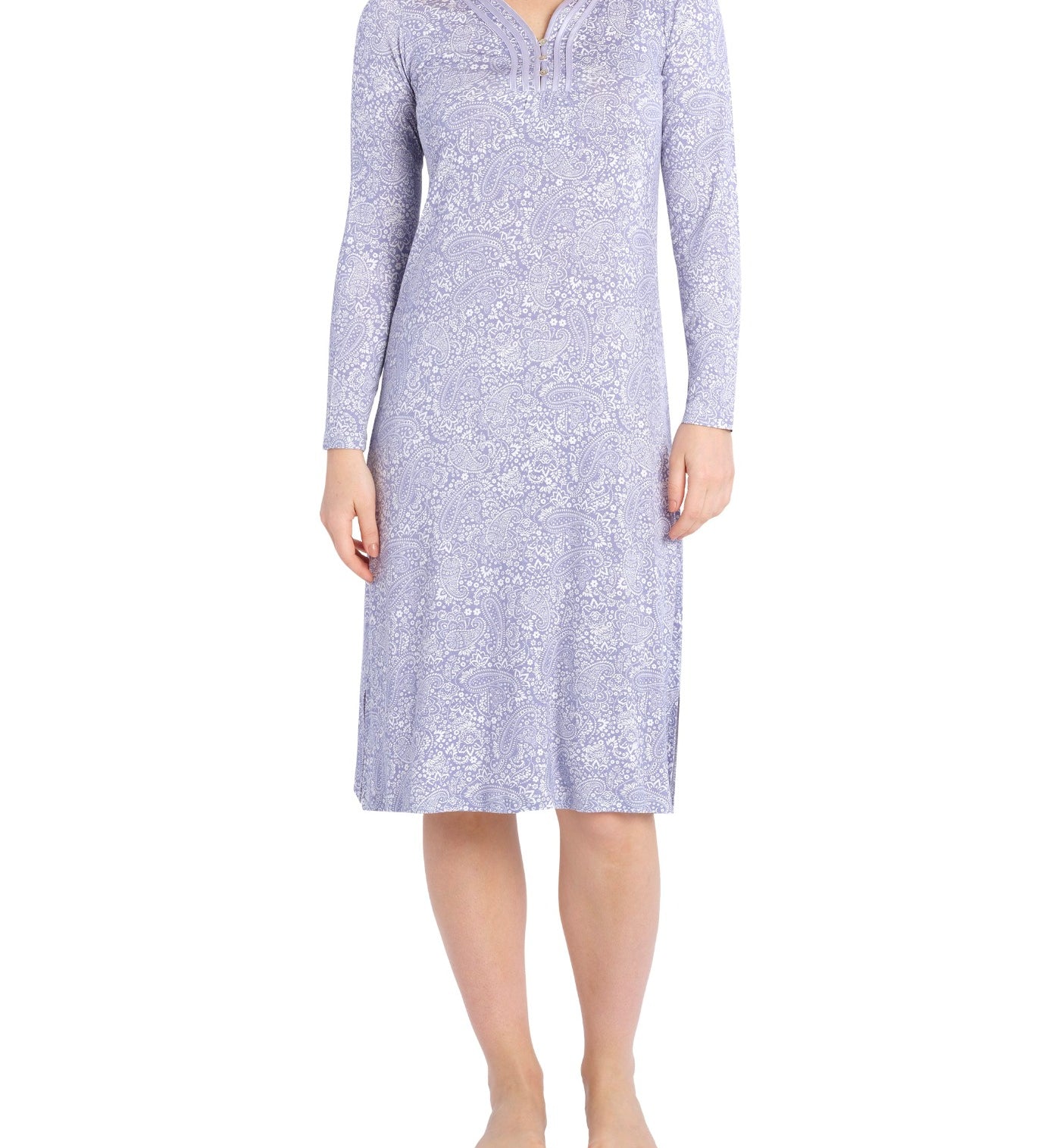 Dawn Paisley Bamboo Elastane Henley Winter Nightie | Magnolia Lounge Australia