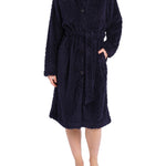 Navy Button Up Fleece Dressing Gown | Womens winter dressing gowns | Magnolia Lounge Australia