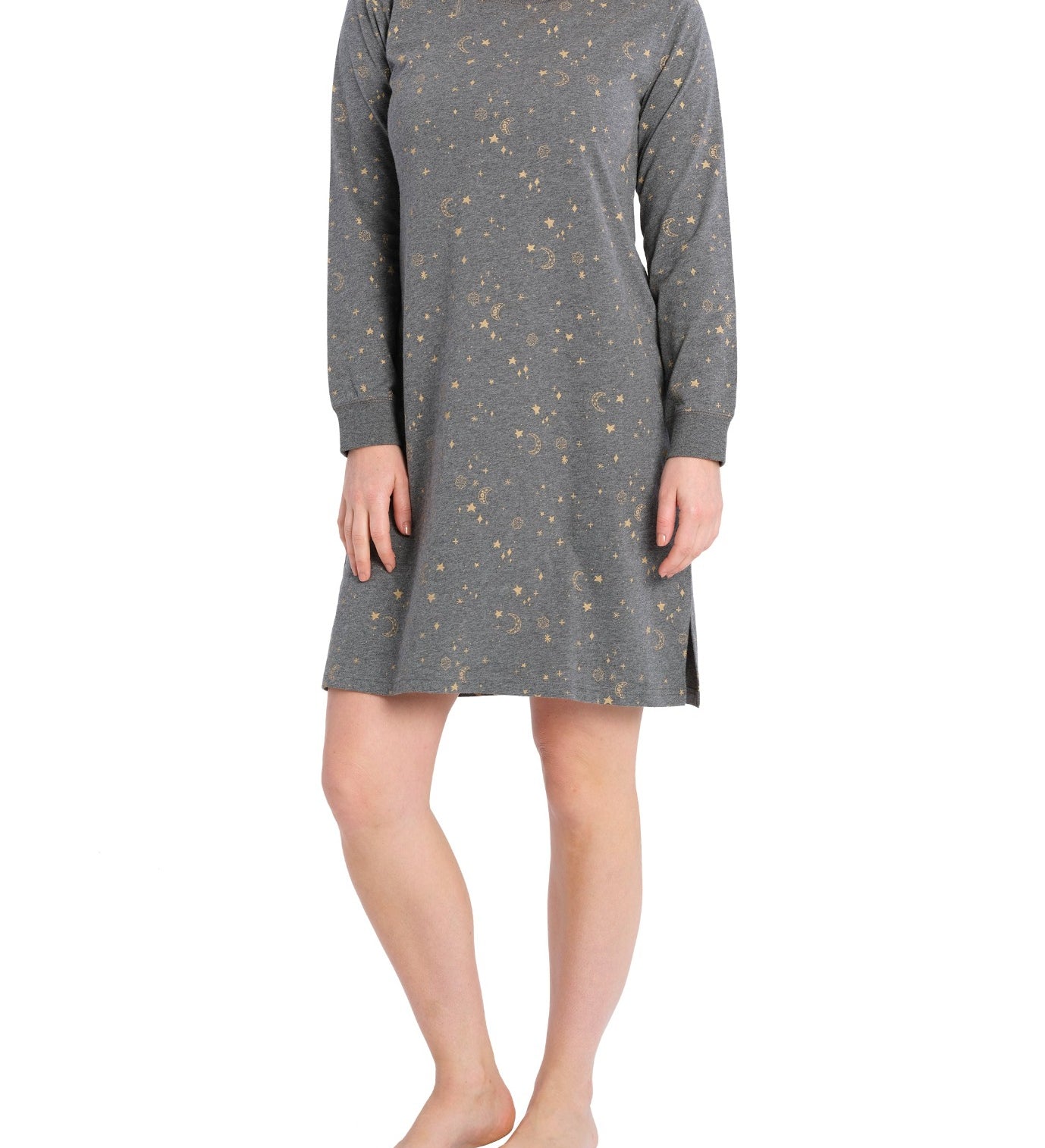 Starry Night Cotton Jersey Long Sleeve Nightie | Shop Womens Winter Nighties Australia | Magnolia Lounge Australia