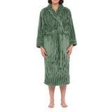 Olive Shawl Collar Lux Jacquard Fleece Dressing Gown